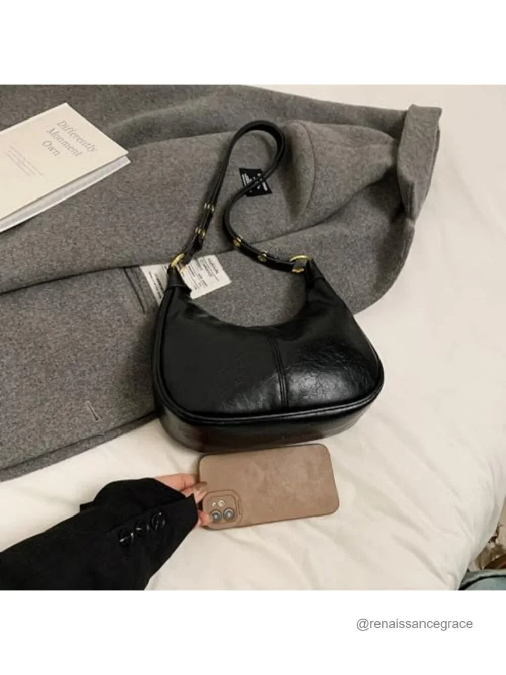 Small Hobo Bag Crescent Shoulder Purse Faux Leather Crossbody
